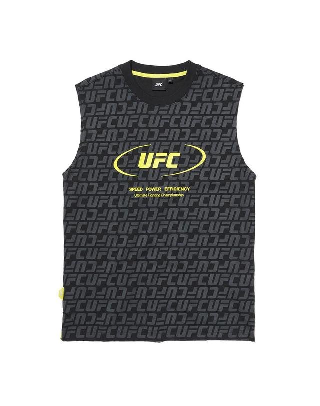 유에프씨스포츠 [UFC] 로고 모노그램 레귤러핏 슬리브리스 블랙 U4SLU2303BK 착용컷