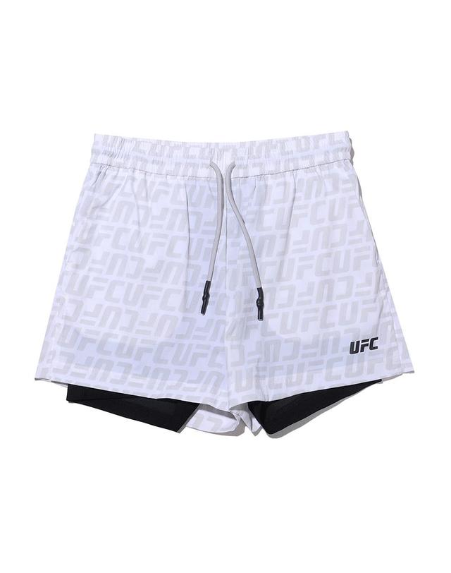 유에프씨스포츠 [UFC] 로고 모노그램 릴렉스핏 하이브리드 숏 팬츠 (W) 그레이 U4SPU2208LG 착용컷
