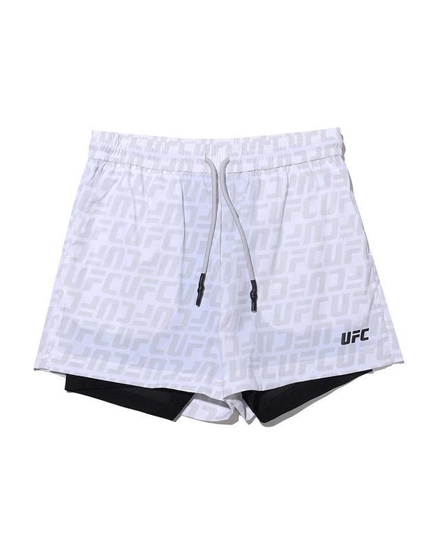 유에프씨스포츠 [UFC] 로고 모노그램 릴렉스핏 하이브리드 숏 팬츠 (W) 그레이 U4SPU2208LG 착용컷