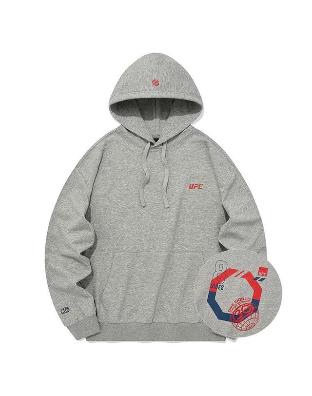 유에프씨스포츠 [UFC] 30주년 원월드 오버핏 후드티 멜란지그레이 U2HDU3320MG 착용컷