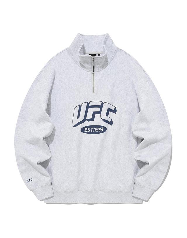 유에프씨스포츠 [UFC] 아치 로고 릴렉스핏 하프집업 맨투맨 멜란지그레이 U2SWU3304M1 착용컷