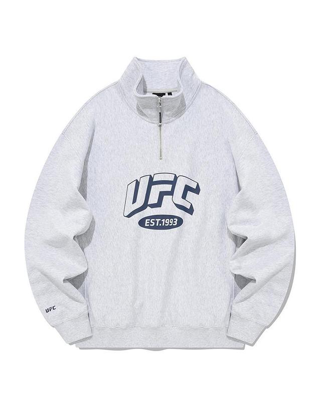 유에프씨스포츠 [UFC] 아치 로고 릴렉스핏 하프집업 맨투맨 멜란지그레이 U2SWU3304M1 착용컷