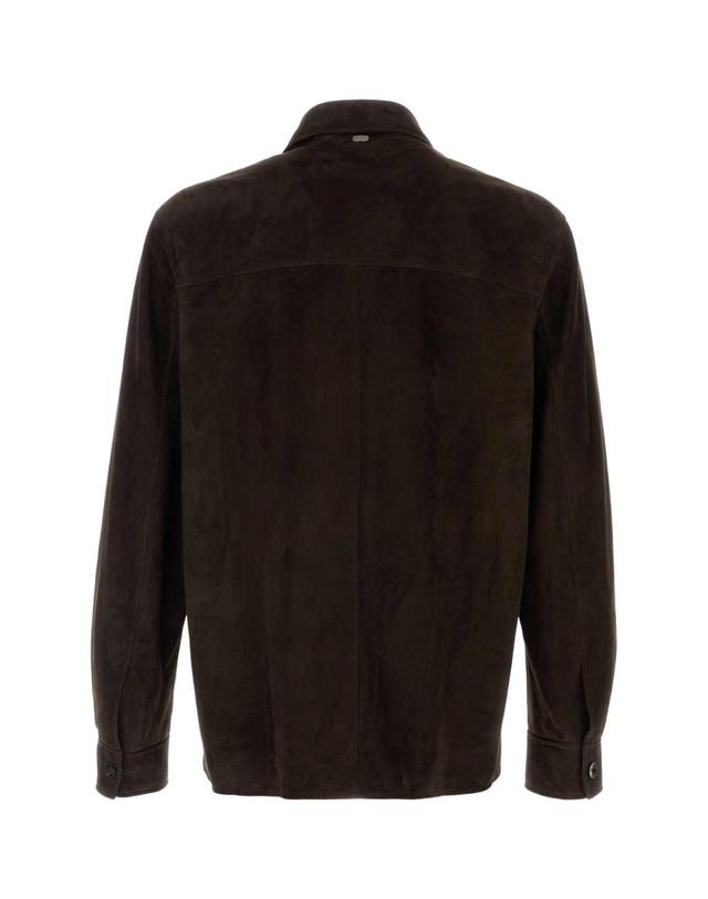 아뇨나 [해외직구][X45]AGNONA PS11U1U8101 M76 남성 셔츠 남방 긴팔 반팔 Dark brown suede shirt 착용컷