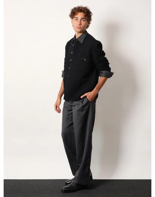 토니웩 [해외직구][N85]TONYWACK BE34SH21 남여공용 셔츠 남방 블라우스 TONYWACK Striped wool blend shirt 착용컷