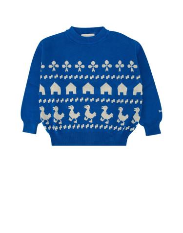 [해외직구][X45]BOBO CHOSES B225AC108 BLUE 남아 트레이닝복 상하세트 키즈상하복 FARM JACQUARD JUMPER