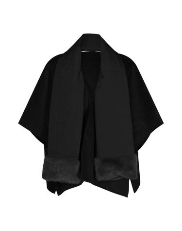 [해외직구][S27]TWINSET 262TO5510S2239200006 여성 케이프 롱 하프코트 싱글 더블코트 숄 캐시미어 로브 코트 BLACK POLYESTER PONCHO