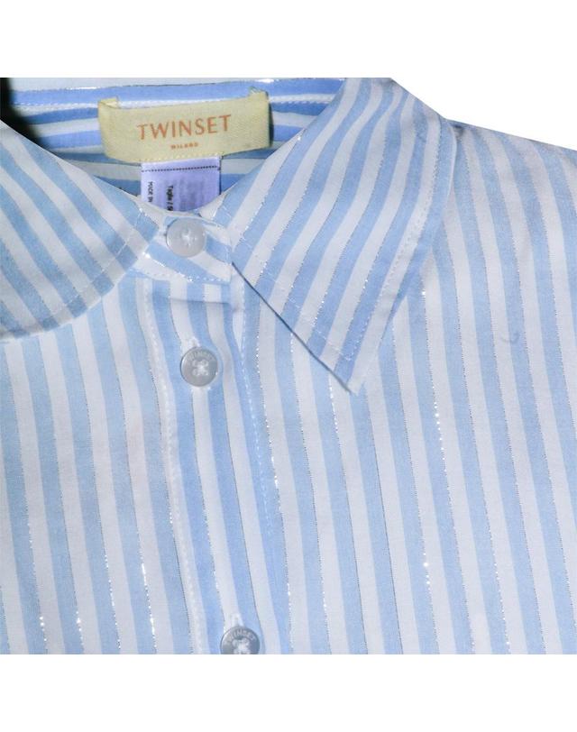 트윈셋 [해외직구][S27]TWINSET 261TE2081S1671213281 여성 셔츠 블라우스 남방 캐주얼셔츠 클래식셔츠 로고 LIGHT BLUE COTTON SHIRT 착용컷