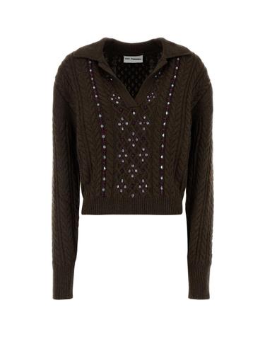 [해외직구][X45]DES PHEMMES D735KW D0401 여성 스웨터 니트 가디건 Chocolate nylon blend sweater