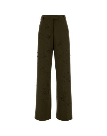 [해외직구][X45]DES PHEMMES D314WD D0513 여성 조거팬츠 트랙팬츠 와이드 면바지 팬츠 Olive green stretch gabardine palazzo pant