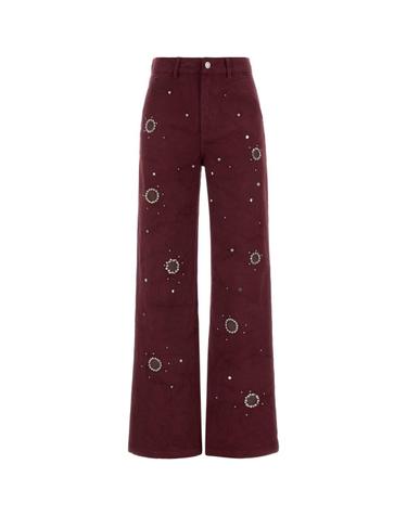 [해외직구][X45]DES PHEMMES D311DH D0709 여성 조거팬츠 트랙팬츠 와이드 면바지 팬츠 Tyrian purple stretch denim jeans