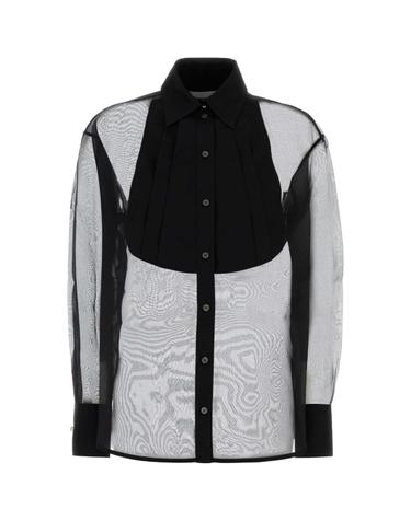 [해외직구][X45]DES PHEMMES D126OU D0900 여성 셔츠 남방 블라우스 Black organza shirt