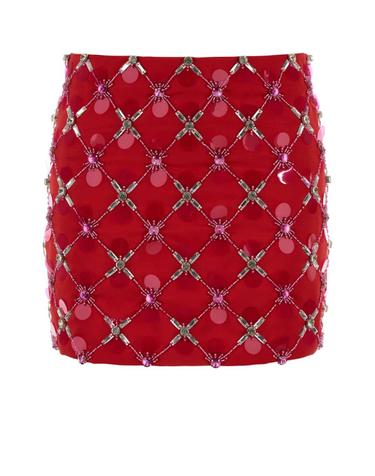 [해외직구][X45]DES PHEMMES D207XG D0305 여성 스커트 치마 롱 미디 미니스커트 Red satin mini skirt