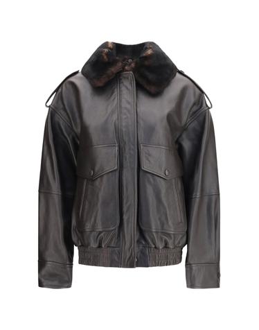 [해외직구][K68]LOULOU DE SAISON RUSSO COFFEEDARK 여성 자켓 베스트 봄버 파카 베스트 블레이저 Russo leather Bomber with shearling collar