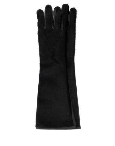 [해외직구][X45]LOULOU DE SAISON EDNA BLACK 여성 장갑 글로브 니트 가죽 Black leather and calf hair Edna gloves