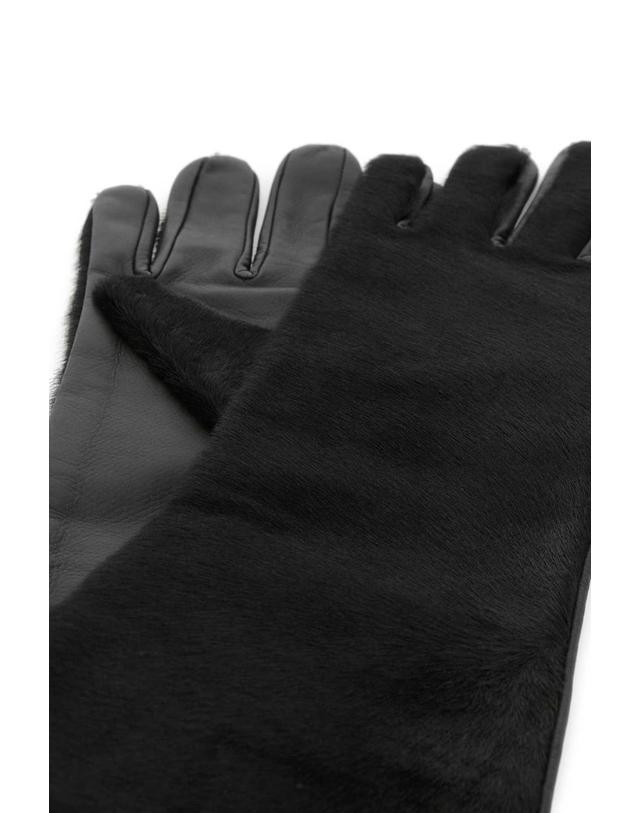 루루 드 시종 [해외직구][X45]LOULOU DE SAISON EDNA BLACK 여성 장갑 글로브 니트 가죽 Black leather and calf hair Edna gloves 착용컷