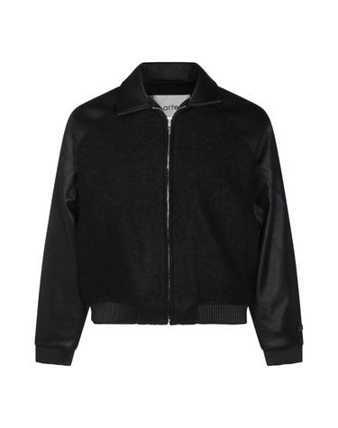 [해외직구][S27]ARTE ANTWERP AW26059J001 남성 봄버자켓 베이직자켓 코치자켓 테디자켓 후드자켓 플라이트 BLACK FAUX LEATHER VARSITY JACKET