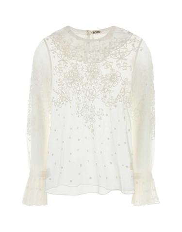 [해외직구][X45]보디 WRS25SH018 WHITE 여성 셔츠 남방 반팔 긴팔 블라우스 White mesh Middlemist blouse