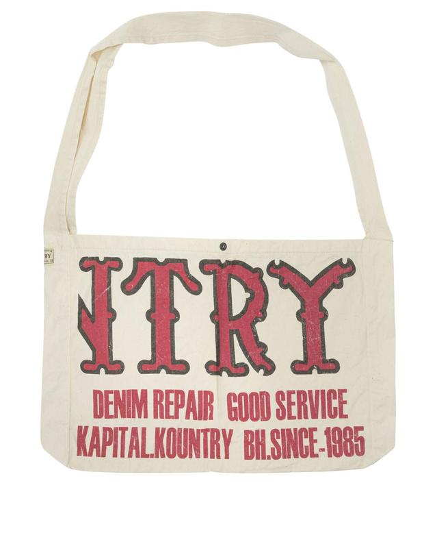 캐피탈 [해외직구][V90]KAPITAL EK 1230XBAECRU 남성 쇼퍼백 토트백 Kountry Factory Book Bag Medium Shoulder Bag 착용컷
