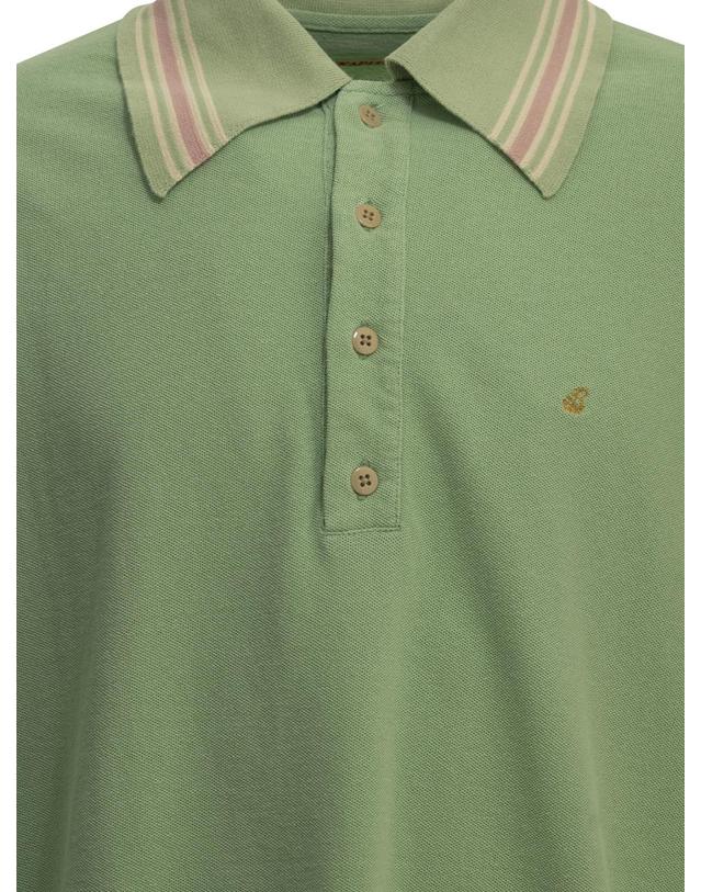 캐피탈 [해외직구][V90]KAPITAL EK 1507LCAMINT 남성 폴로티 피케셔츠 Polo shirt with buttons and logo 착용컷
