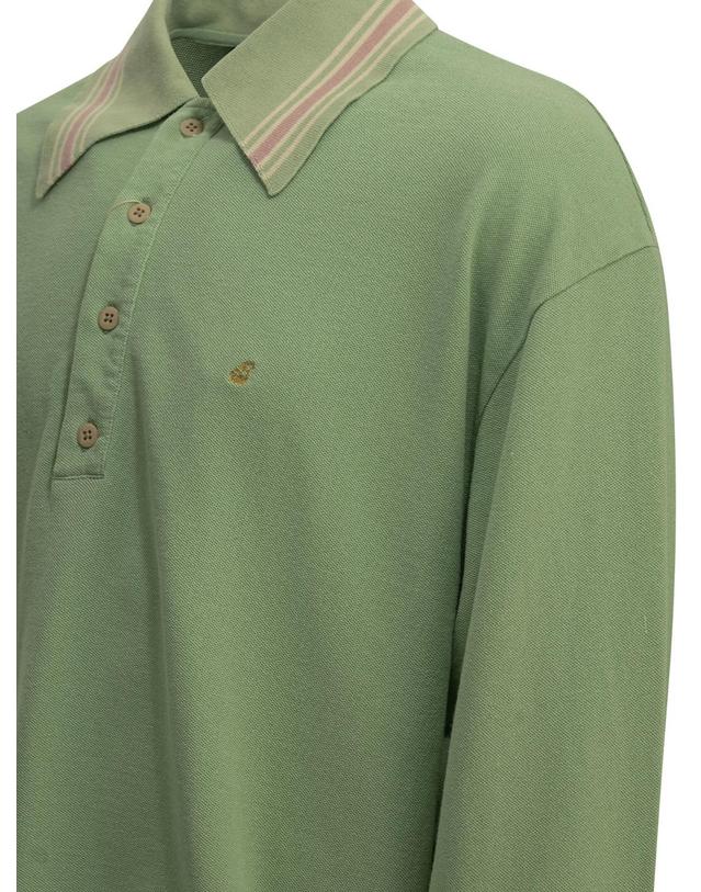 캐피탈 [해외직구][V90]KAPITAL EK 1507LCAMINT 남성 폴로티 피케셔츠 Polo shirt with buttons and logo 착용컷