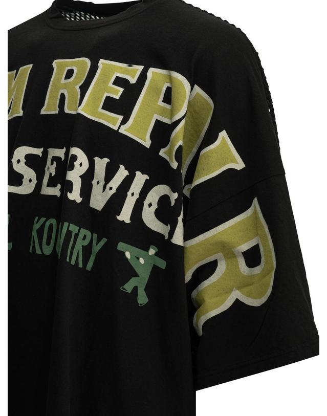 캐피탈 [해외직구][V90]KAPITAL K2606SC220BLACK 남성 티셔츠 긴팔 반팔 Huge T Denim Repair Crew Neck T Shirt 착용컷