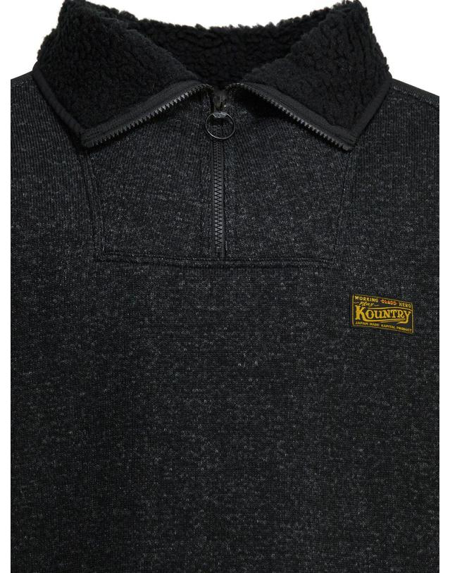 캐피탈 [해외직구][V90]KAPITAL EK 1853LCBLACK 남성 맨투맨 후드 스웨트셔츠 집업 Alpine half zip sweatshirt 착용컷