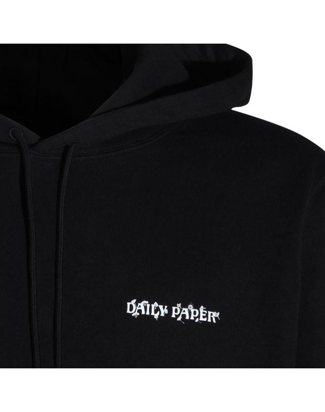 데일리 페이퍼 [해외직구][Q11]DAILY PAPER 2610125BLACK 남성 맨투맨 스웨트셔츠 후드 BLACK COTTON SWEATSHIRT 착용컷