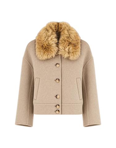 [해외직구][W63]AVA ADORE 46NAA 24 여성 자켓 봄버 다운 아우터 Giacca Ava Adore in Lana Beige con Pelliccia
