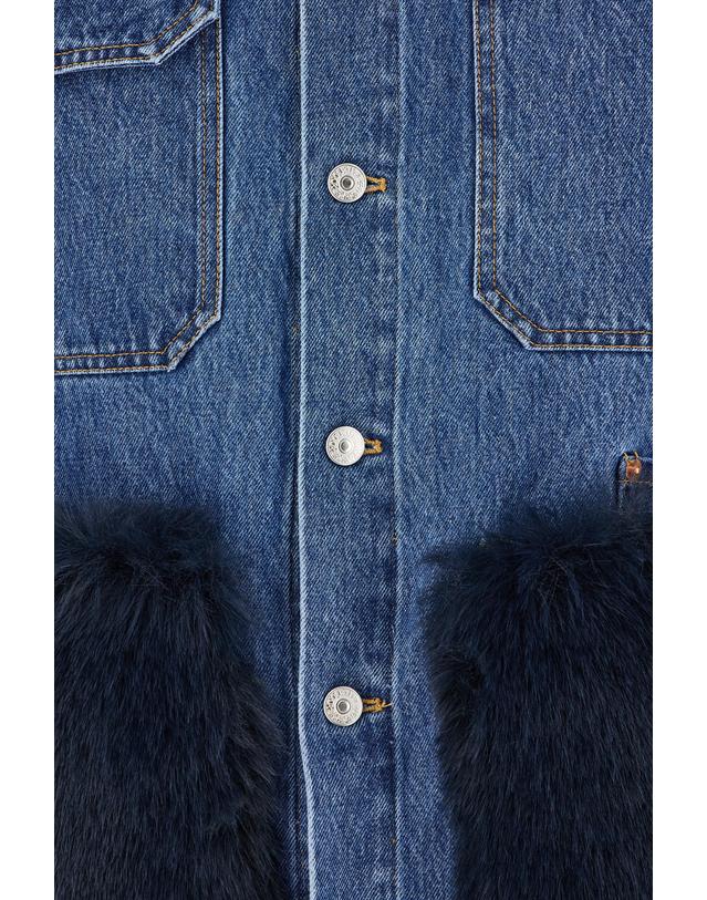 아바 아도르 [해외직구][W63]AVA ADORE 19BNAA 702 여성 자켓 봄버 다운 아우터 Giacca Ava Adore in Denim Blu con Pelliccia 착용컷