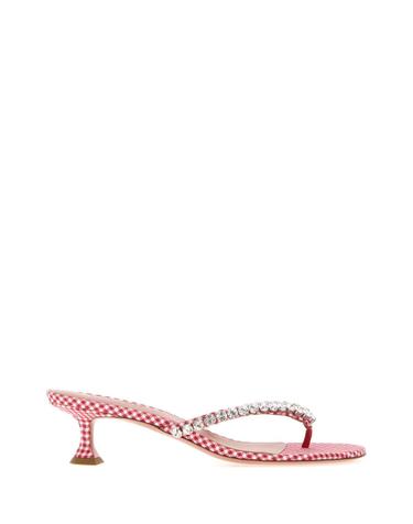[해외직구][X45]아미나 무아디 GIGITHONG45 REDWHITE 여성 샌들 슬리퍼 샌들힐 플립플랍 샌들힐 Embroidered fabric thong mules