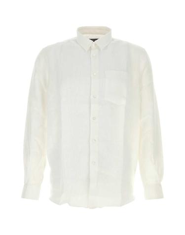 [해외직구][X45]빌브레퀸 CRSD3U00 010 남성 셔츠 남방 긴팔 반팔 White linen Caroubis shirt