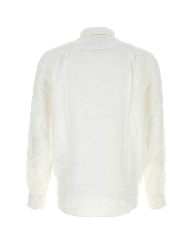 빌브레퀸 [해외직구][X45]빌브레퀸 CRSD3U00 010 남성 셔츠 남방 긴팔 반팔 White linen Caroubis shirt 착용컷