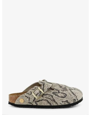[해외직구][N85]버켄스탁 1033086 여성 슬리퍼 샌들 뮬 BIRKENSTOCK Boston suede sabot with python print