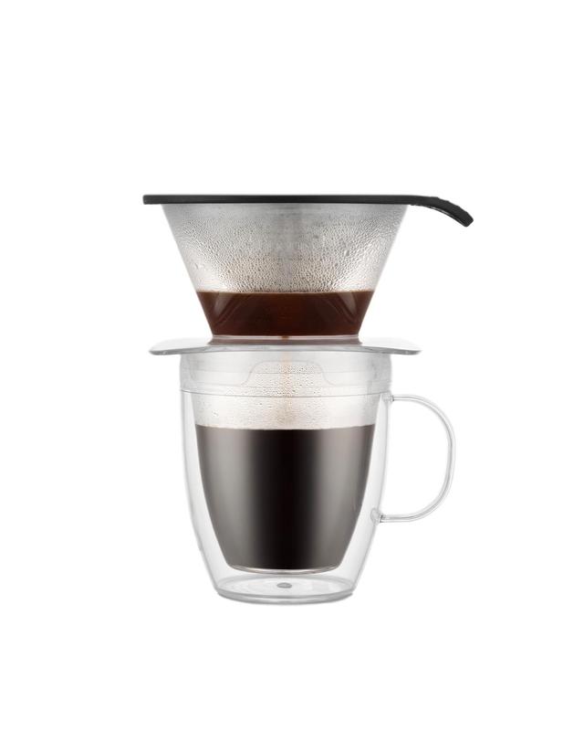 보덤 보덤 커피 드리퍼 + 더블월 머그 세트 350ml 투명 착용컷