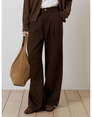 원턱  커브드핏 데님 BROWN