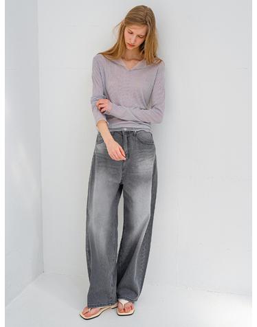 빈티지  컷아웃 커브드진 GREY