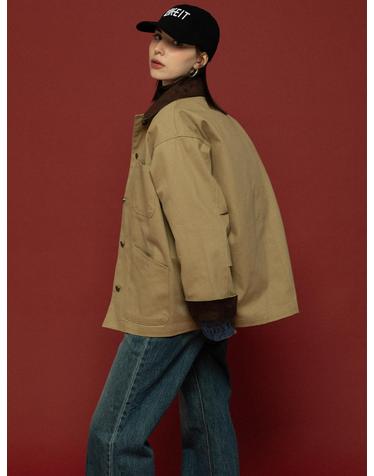 SUEDE 4 POCKET WORK JACKET BEIGE