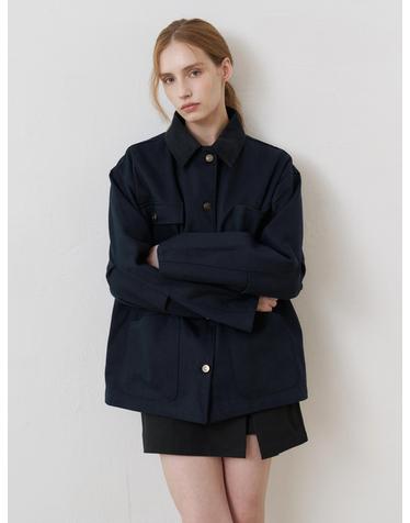 SUEDE 4 POCKET WORK JACKET NAVY