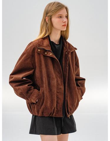 모어라이크잇 하이넥 스웨이드 루즈핏 점퍼 BROWN
