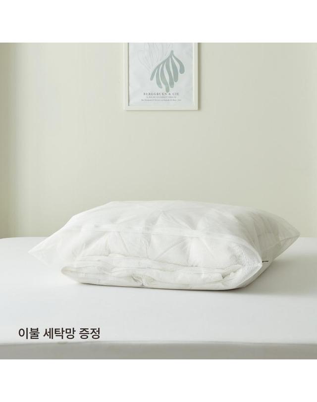 하이브리드 홈 (이불세탁망 선물) 겨울용 하이브리드 워셔블 60수 워싱 구스 차렵이불 (차콜) - S Q K 착용컷