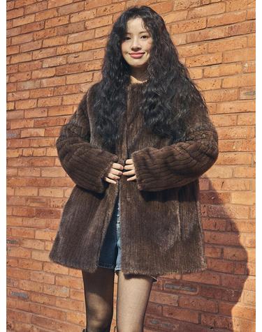 클래식 FAUX 퍼 하프 코트_YHCT260403