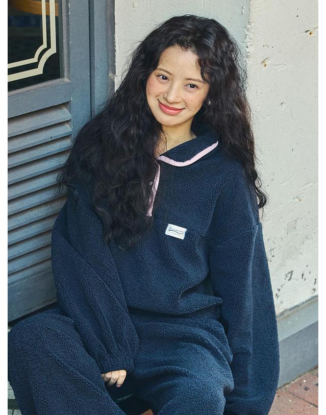유어네임히얼 테디 배색 플리스 아노락_YHTS260412 착용컷