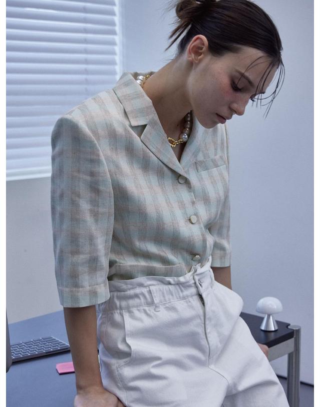 와이지비엠 어스블렌디드체크자켓_Y21YJU051 착용컷