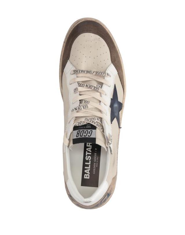 골든구스 [해외직구] 26FW 골든구스 볼 스타 스웨이드 스니커즈 GMF00117F008722 83406 CREAM WHITE LIGHT GREY MARBLE BLUE 착용컷