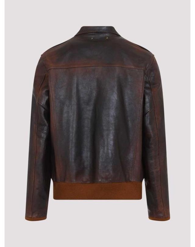 골든구스 [해외직구] 26FW 골든구스 봄버 자켓 GMP02502P00228855381 DARK BROWN 착용컷