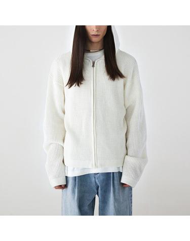 [가먼트레이블] 남성 Textured Knit Hoodie Jumper - White (FGPWCUA115M-W)