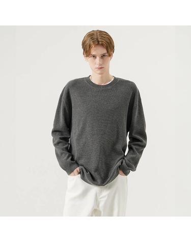 [가먼트레이블] 남성 Long Sleeve Waffle Knit - Lead Grey (FGPFCWA105M-W)