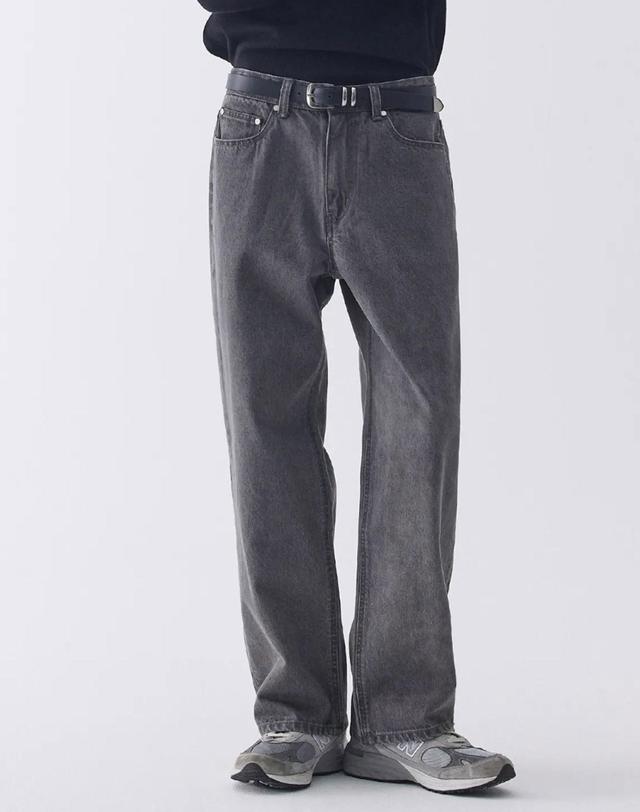 가먼트레이블 [가먼트레이블] 남성 GL Wide Jeans - Grey (FGQFDDW622MGYA-W) 착용컷