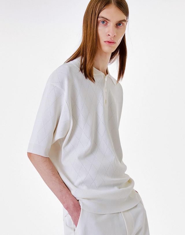 아워스코프 [아워스코프] 남성 Lozenge Half Knit (Cream) (O22SSMK01CRA1-W) 착용컷