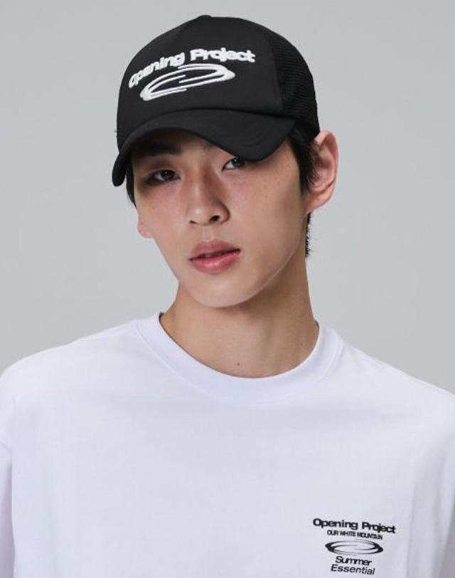 비얼디드키드 [오프닝프로젝트] 아이덴티티 메쉬 캡 - 블랙 (OP252UAP04BK-W) 착용컷